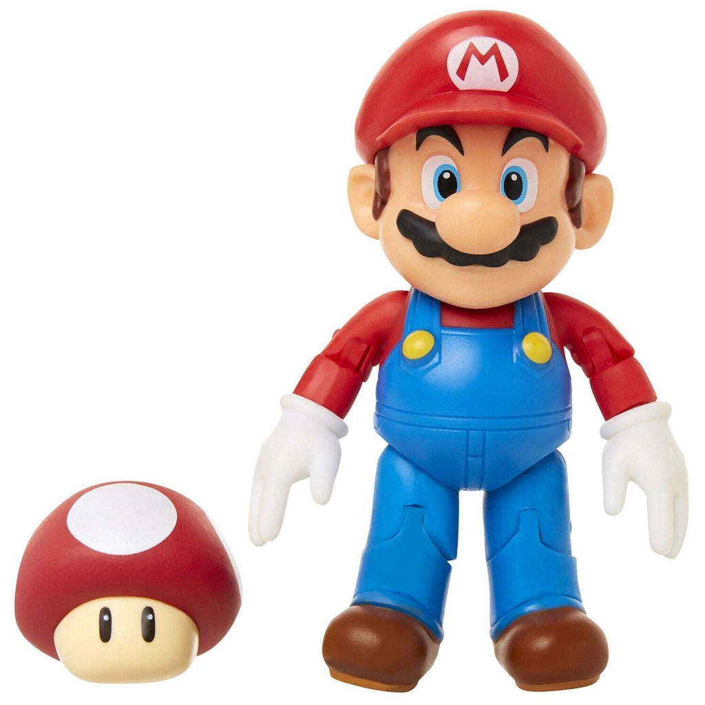 Jakks Pacific World of Nintendo 4" Super Mario With Mushroom Action Figure