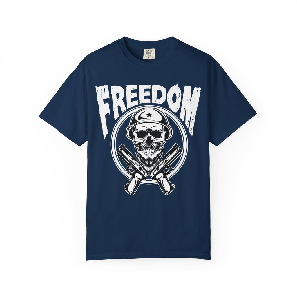 Freedom Skull Vintage Military Skull with Crossed Rifles Graphic