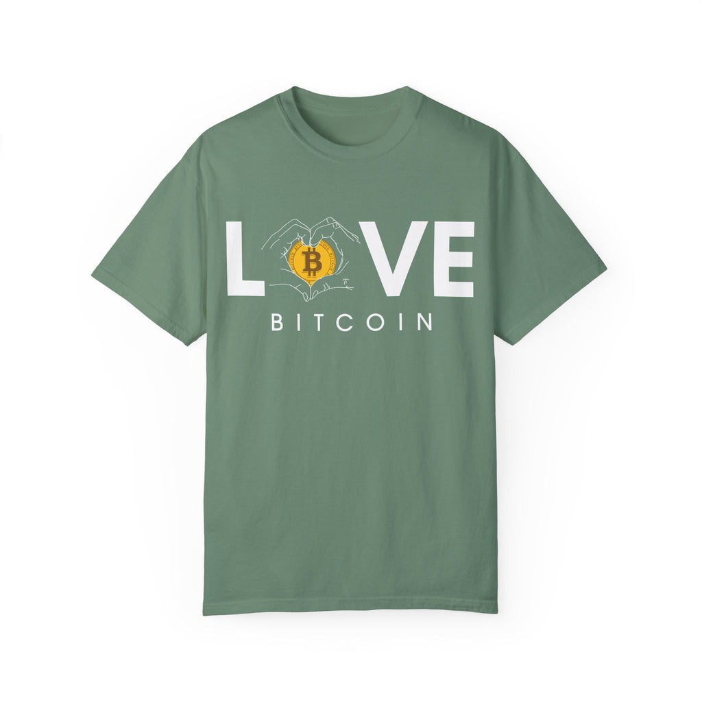 BraggerSwine Unisex Garment-Dyed T-Shirt - Bitcoin Is Love