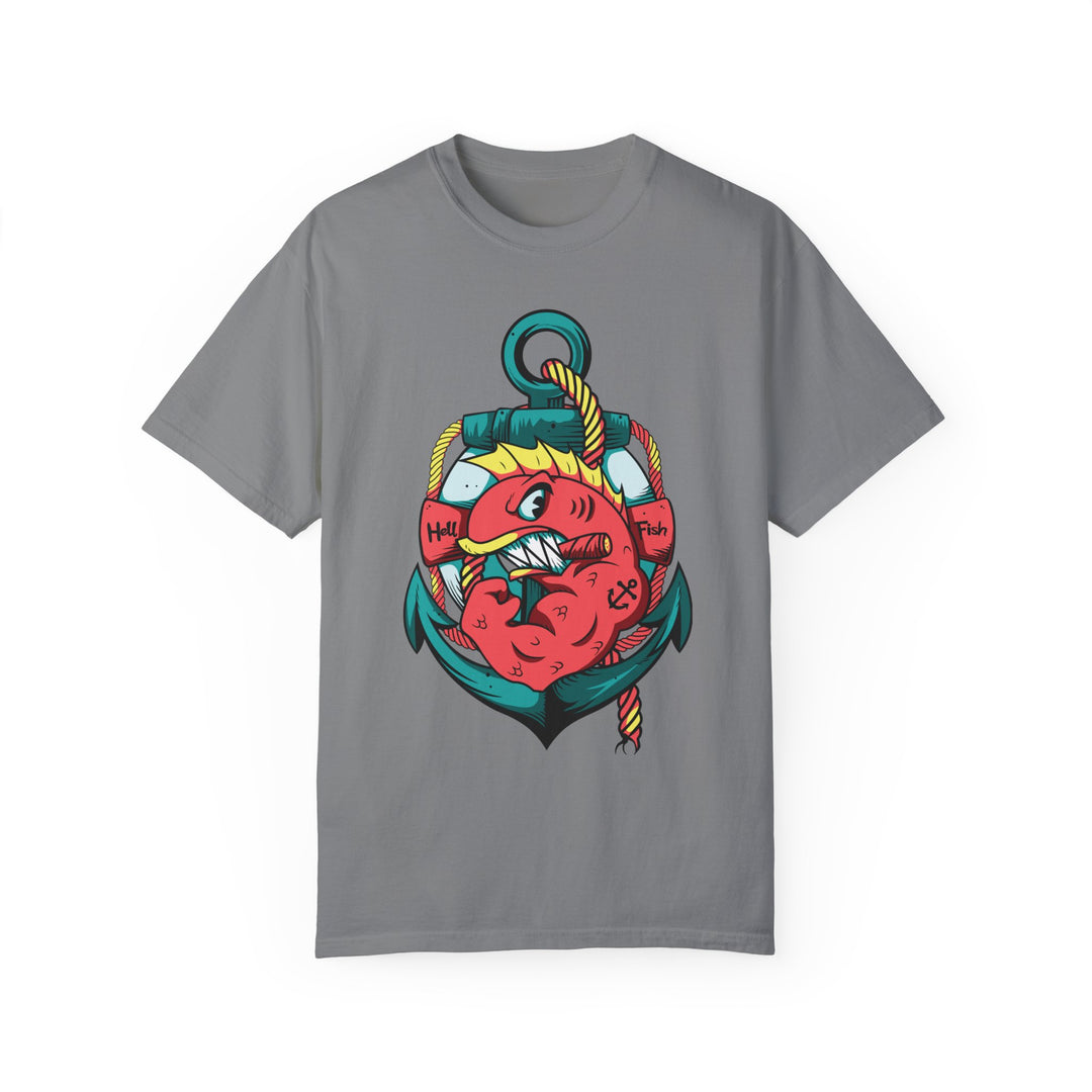 BraggerSwine Unisex Garment-Dyed T-Shirt - Fighting Fish Tattoo