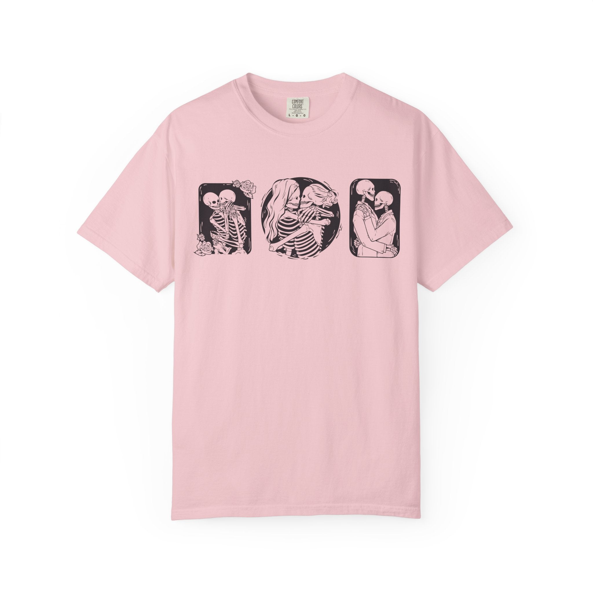 Skeleton Love Graphic T-Shirt — Vintage Gothic Couple Illustration