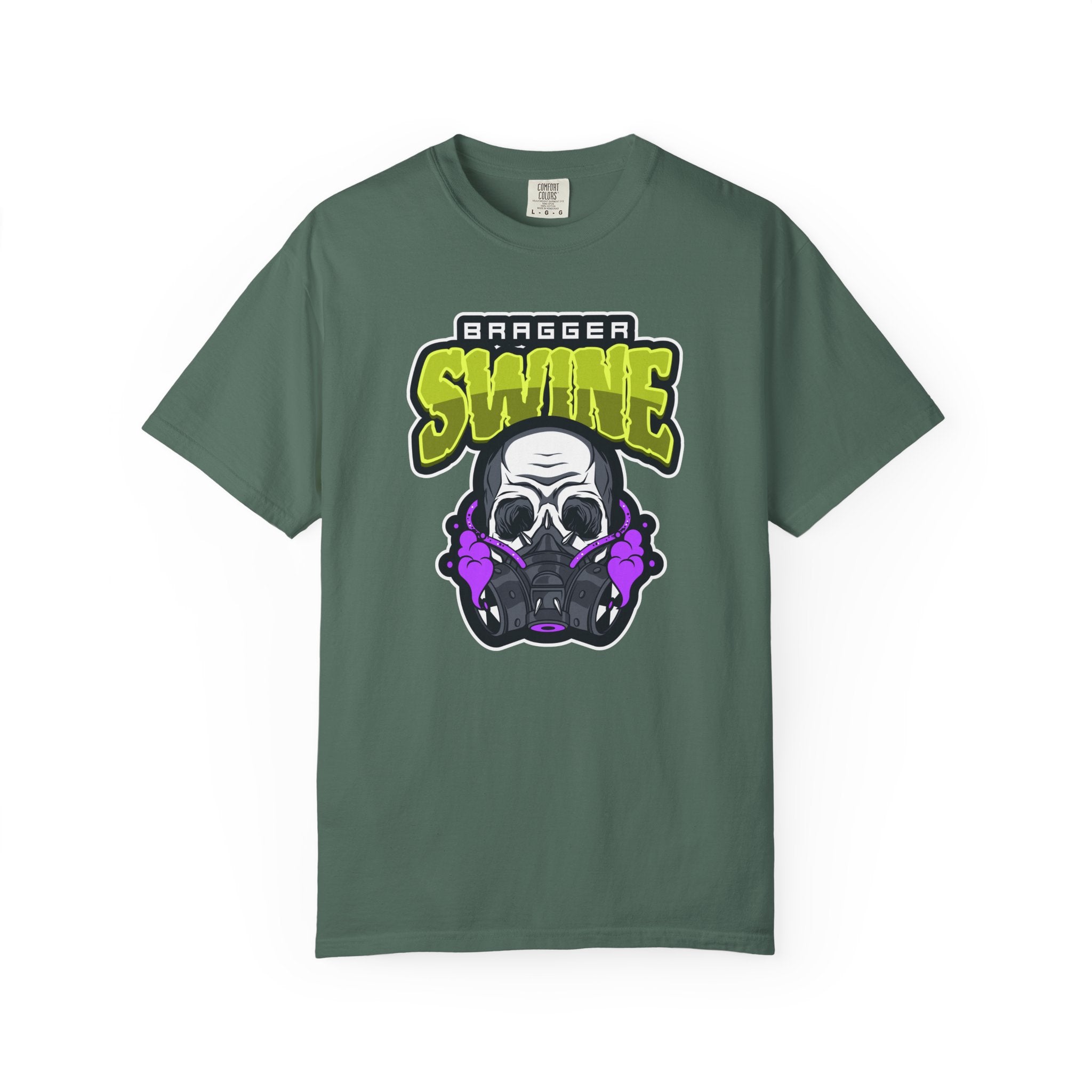 T-Shirt — 'Bragger Swine' Skull Gas Mask Graphic Tee