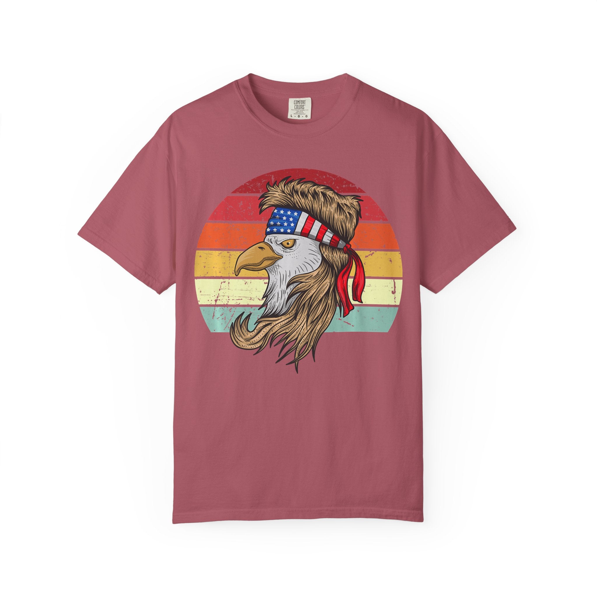 Eagle Head Retro Sunset T-Shirt — American Flag Bandana Patriotic Tee