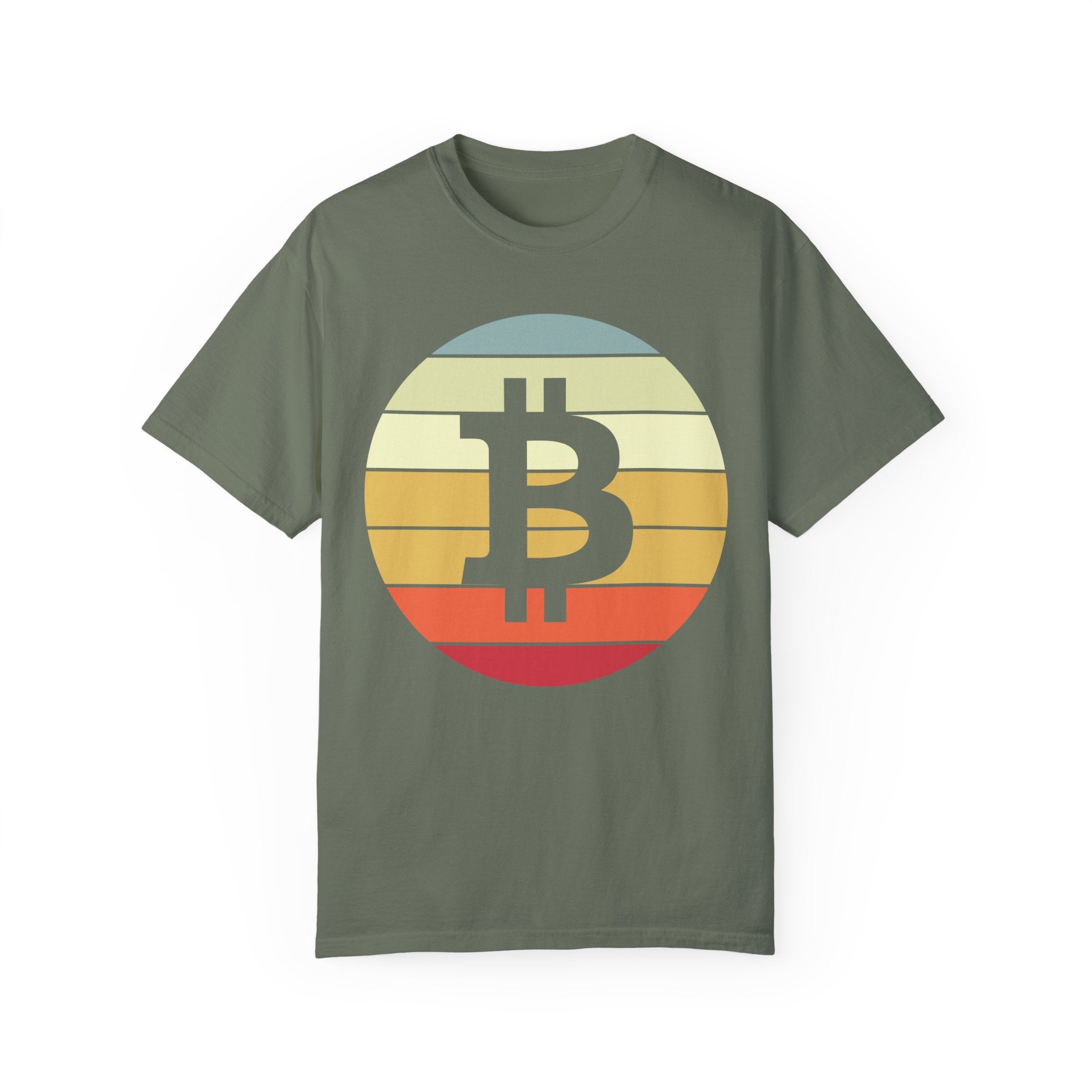 BraggerSwine Unisex Garment-Dyed T-Shirt - Bitcoin Vintage Sunset