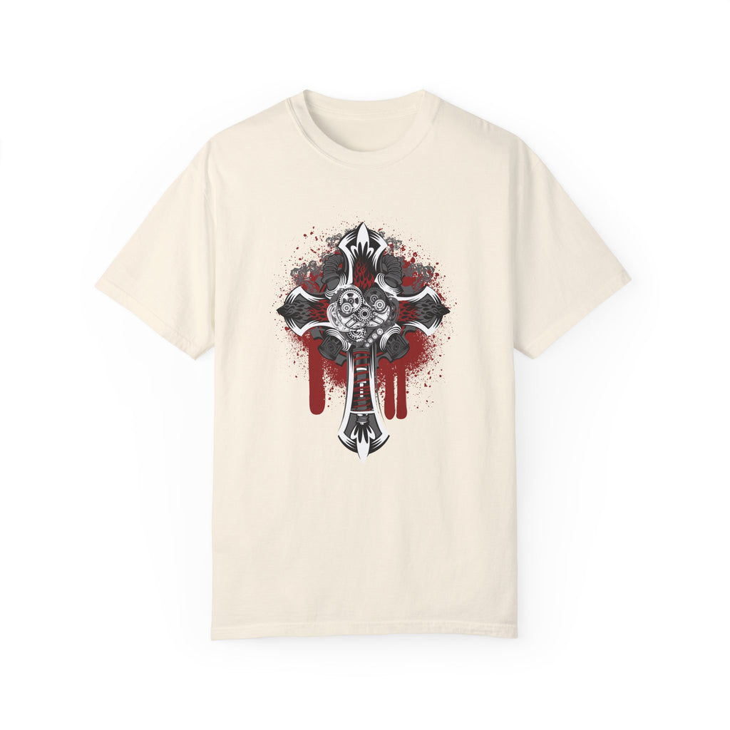 BraggerSwine Unisex Garment-Dyed T-Shirt - Steam Punk Cross