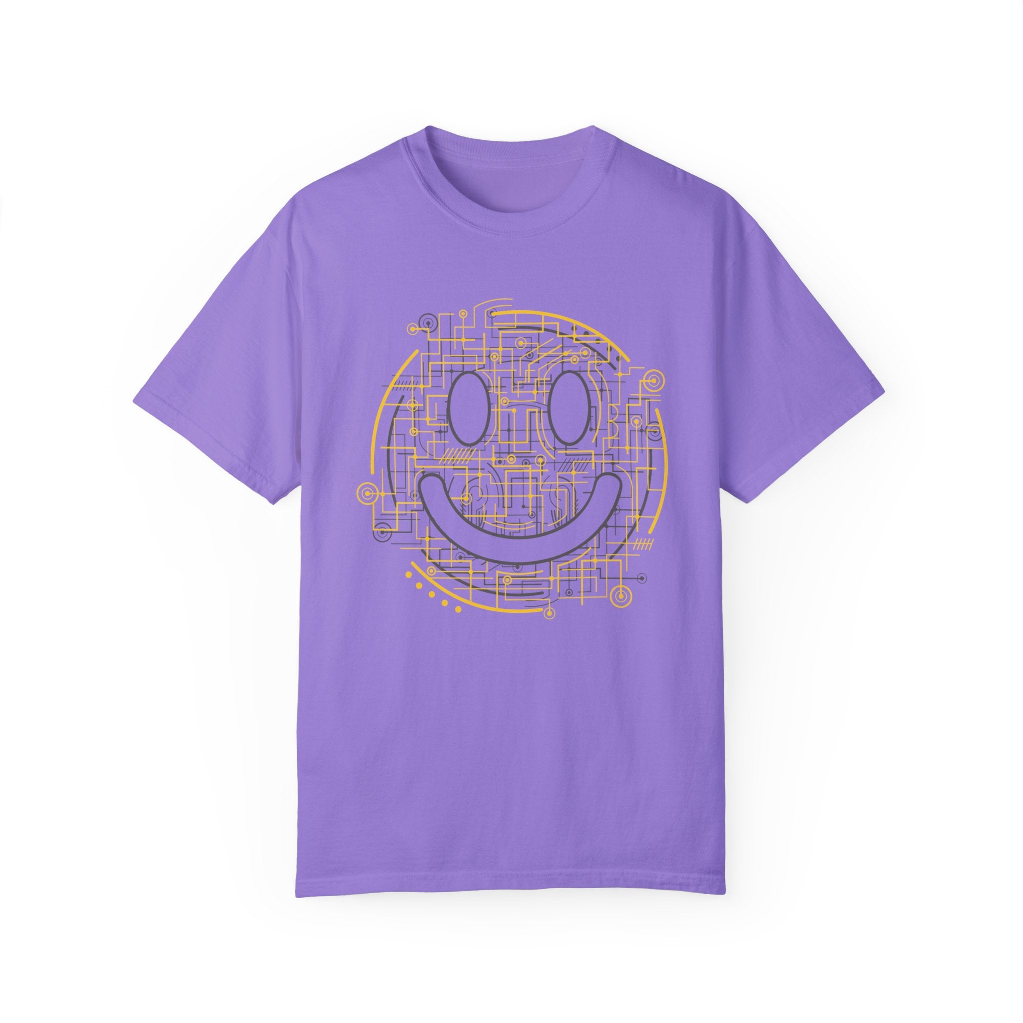 BraggerSwine Unisex Garment-Dyed T-Shirt - Electric Smiley