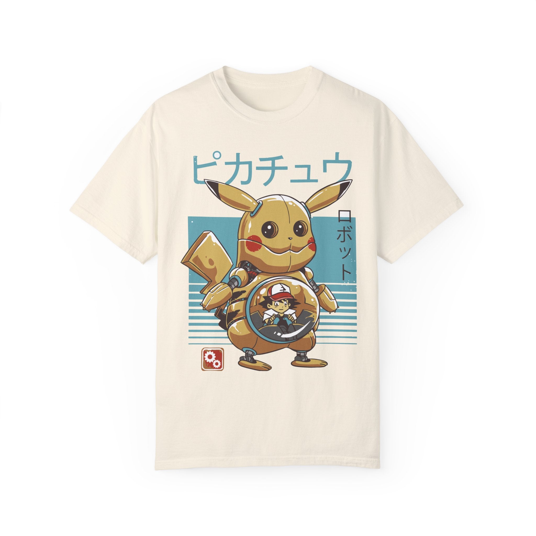 BraggerSwine Unisex Garment-Dyed T-Shirt - Ash y Pika Robot