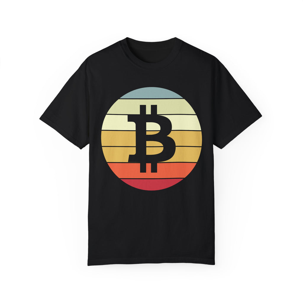 BraggerSwine Unisex Garment-Dyed T-Shirt - Bitcoin Vintage Sunset