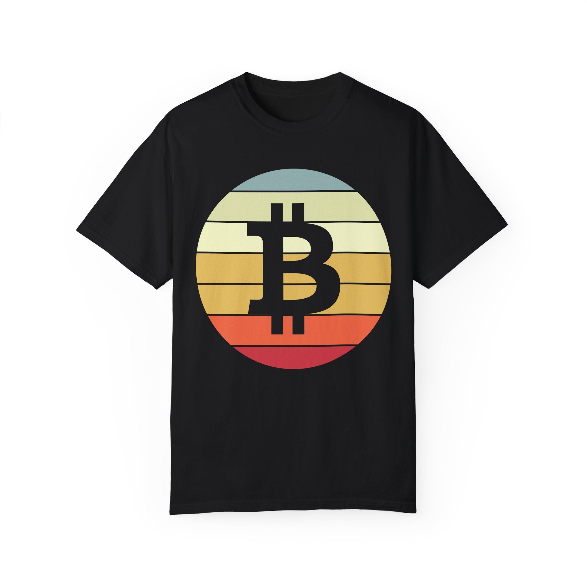 BraggerSwine Unisex Garment-Dyed T-Shirt - Bitcoin Vintage Sunset
