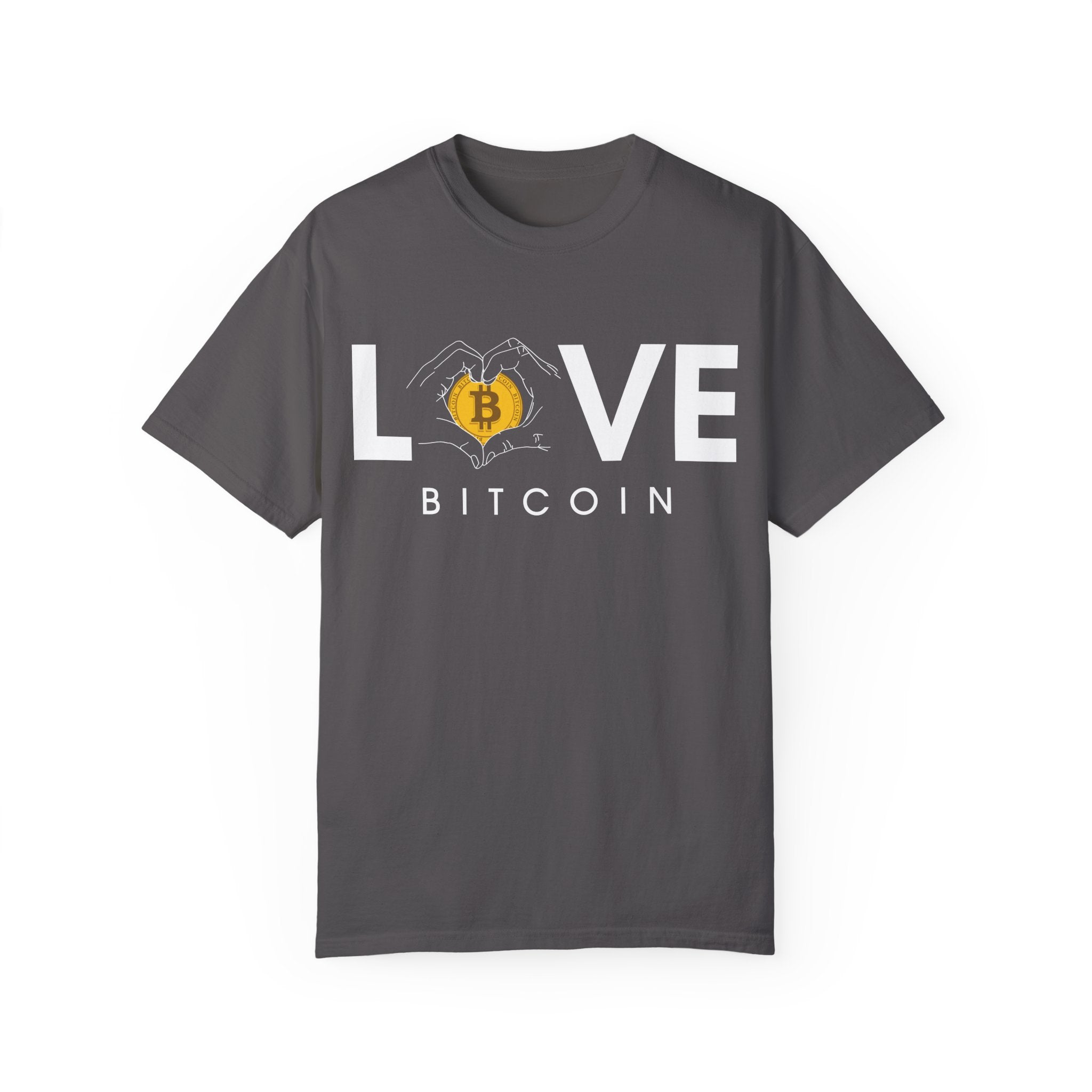 BraggerSwine Unisex Garment-Dyed T-Shirt - Bitcoin Is Love