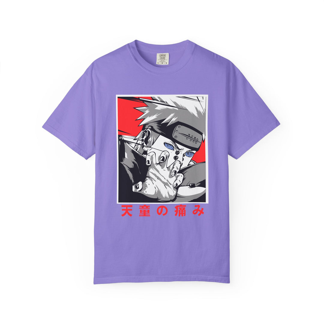 Anime-Style Pain Graphic T-Shirt — Japanese Text “天童の痛み”