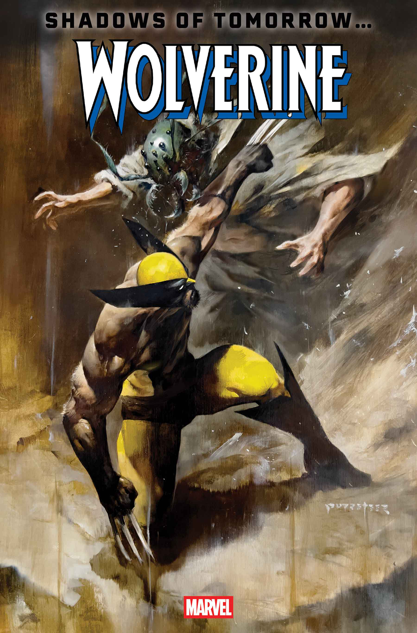 Comic book cover featuring Wolverine in action with a dark, dramatic background.