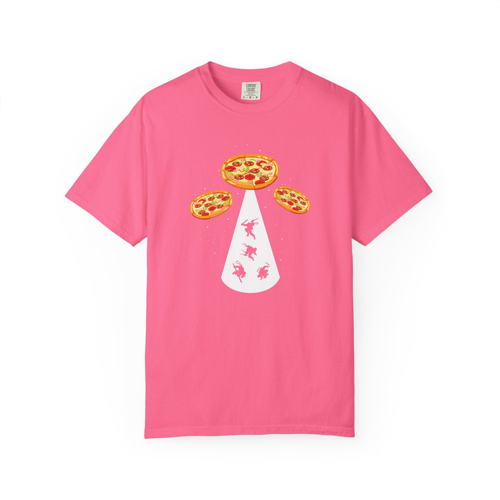 Pizza UFO T-Shirt — Alien Abduction Pepperoni Graphic Tee