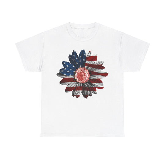 Sunflower USA Flag Unisex Heavy Cotton Tee