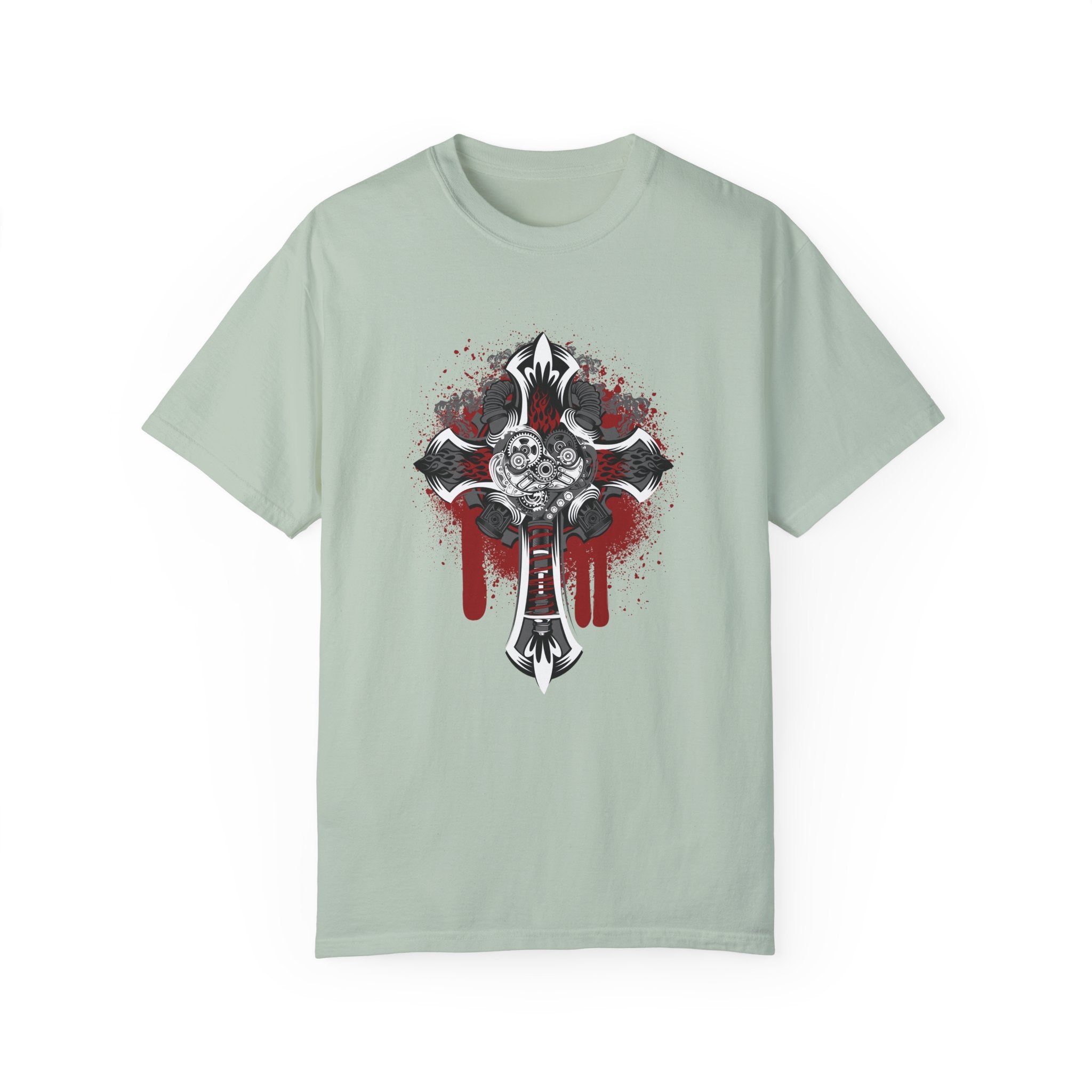 BraggerSwine Unisex Garment-Dyed T-Shirt - Steam Punk Cross