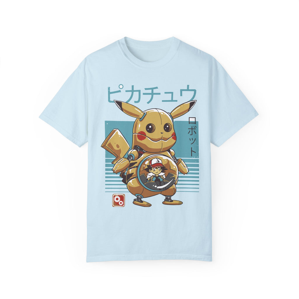BraggerSwine Unisex Garment-Dyed T-Shirt - Ash y Pika Robot