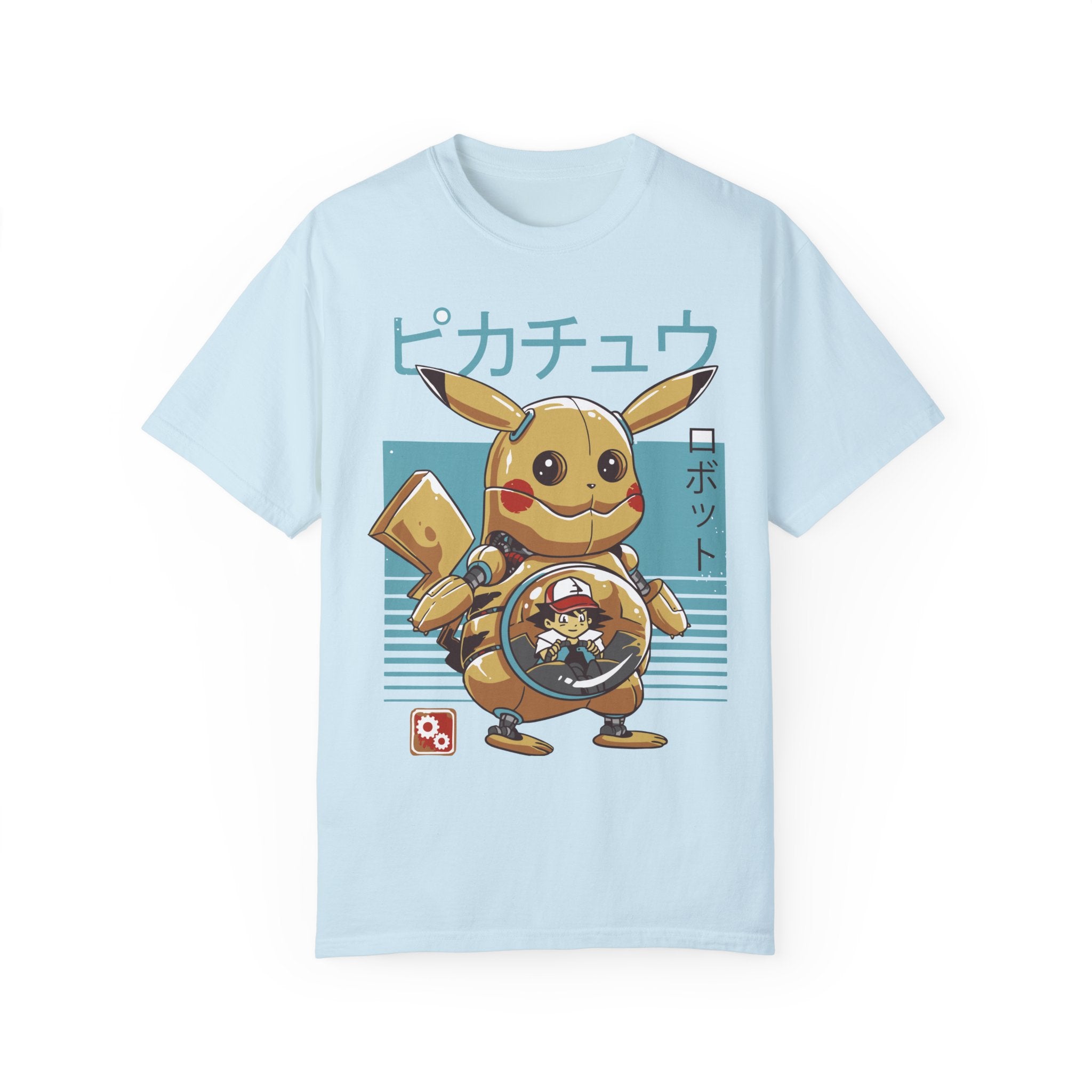 BraggerSwine Unisex Garment-Dyed T-Shirt - Ash y Pika Robot