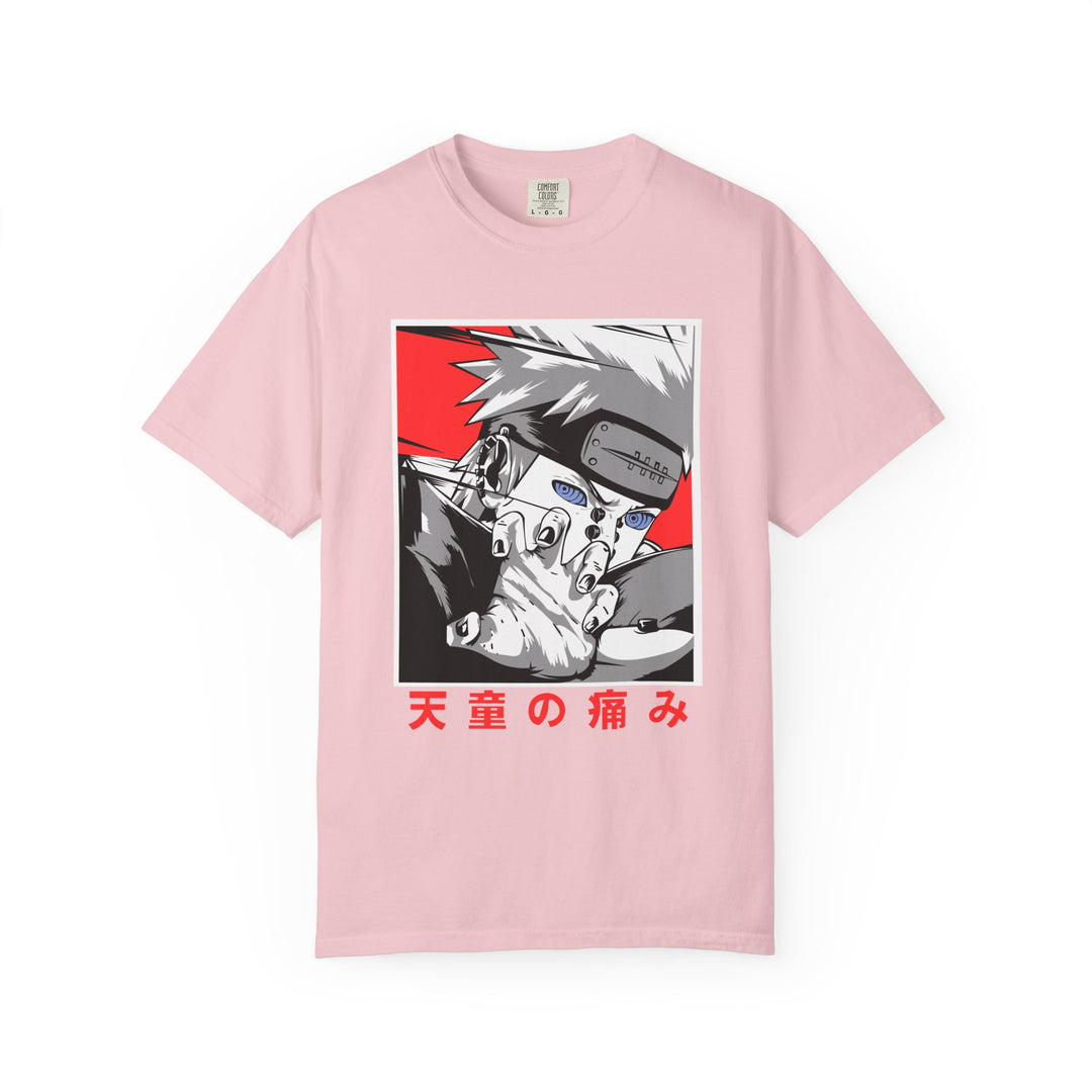 Anime-Style Pain Graphic T-Shirt — Japanese Text “天童の痛み”