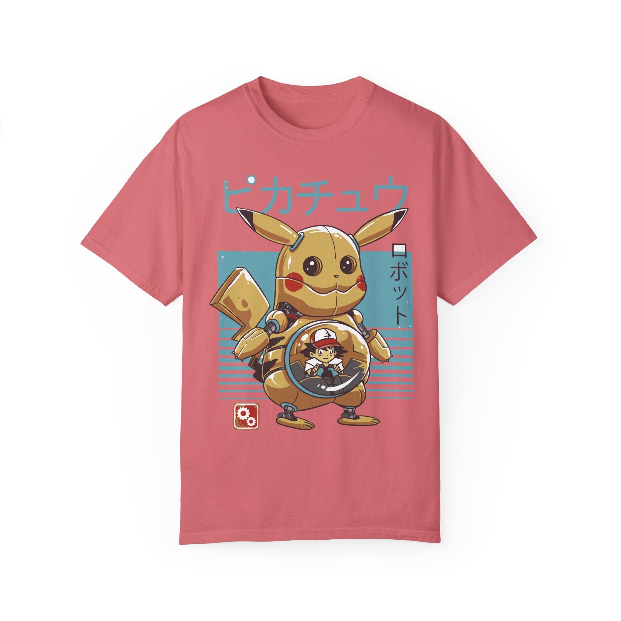 BraggerSwine Unisex Garment-Dyed T-Shirt - Ash y Pika Robot