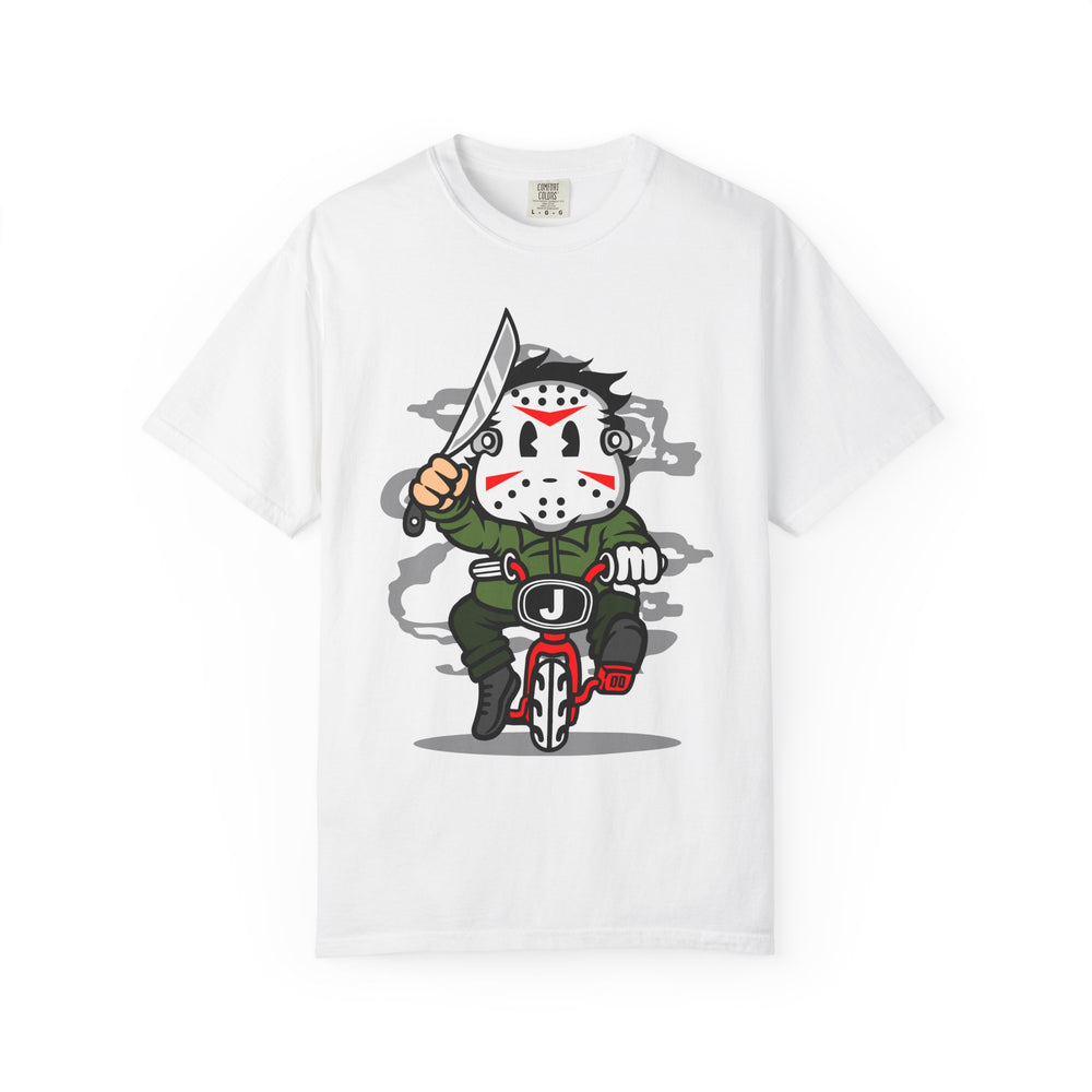 Jason Mask Biker T-Shirt — Retro Horror Moto Tee