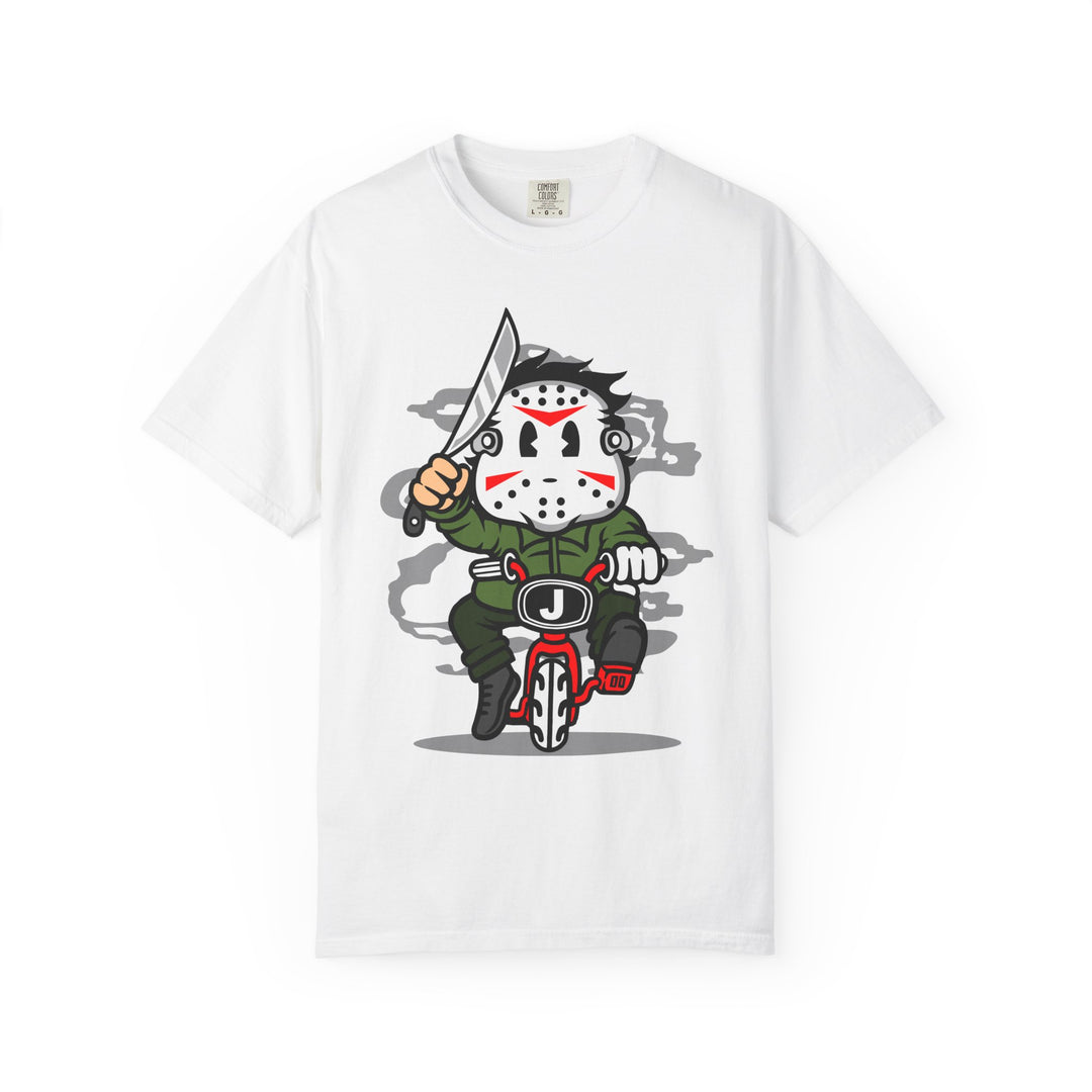 Jason Mask Biker T-Shirt — Retro Horror Moto Tee