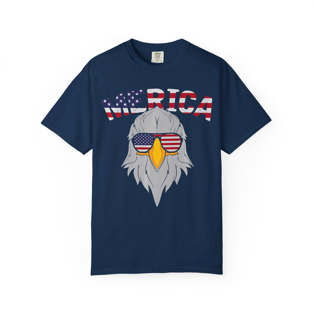 Eagle 'Merica T-Shirt — Patriotic Bald Eagle with USA Flag Sunglasses
