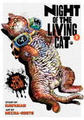 Comic book cover titled 'Night of the Living Cat' with a tiger-like creature and text.
