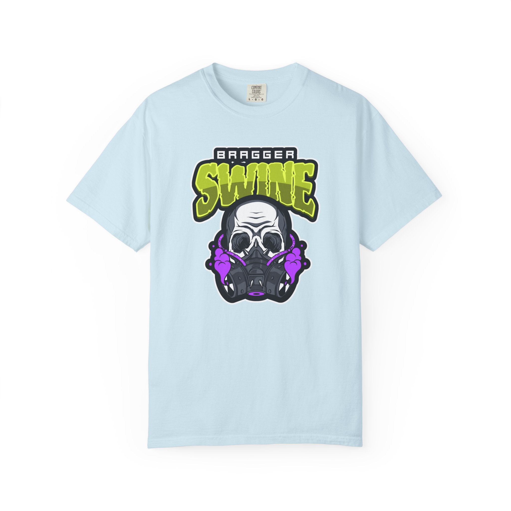 T-Shirt — 'Bragger Swine' Skull Gas Mask Graphic Tee