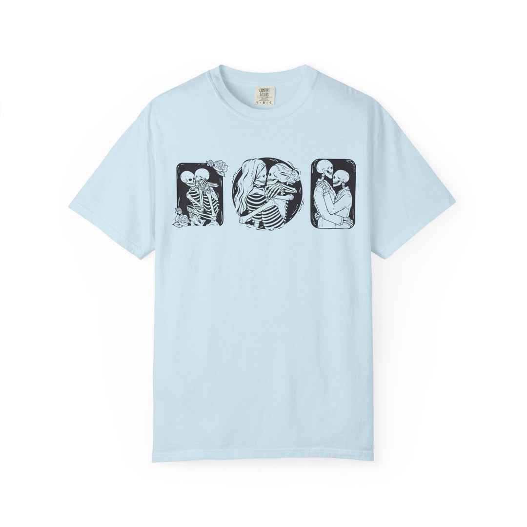 Skeleton Love Graphic T-Shirt — Vintage Gothic Couple Illustration