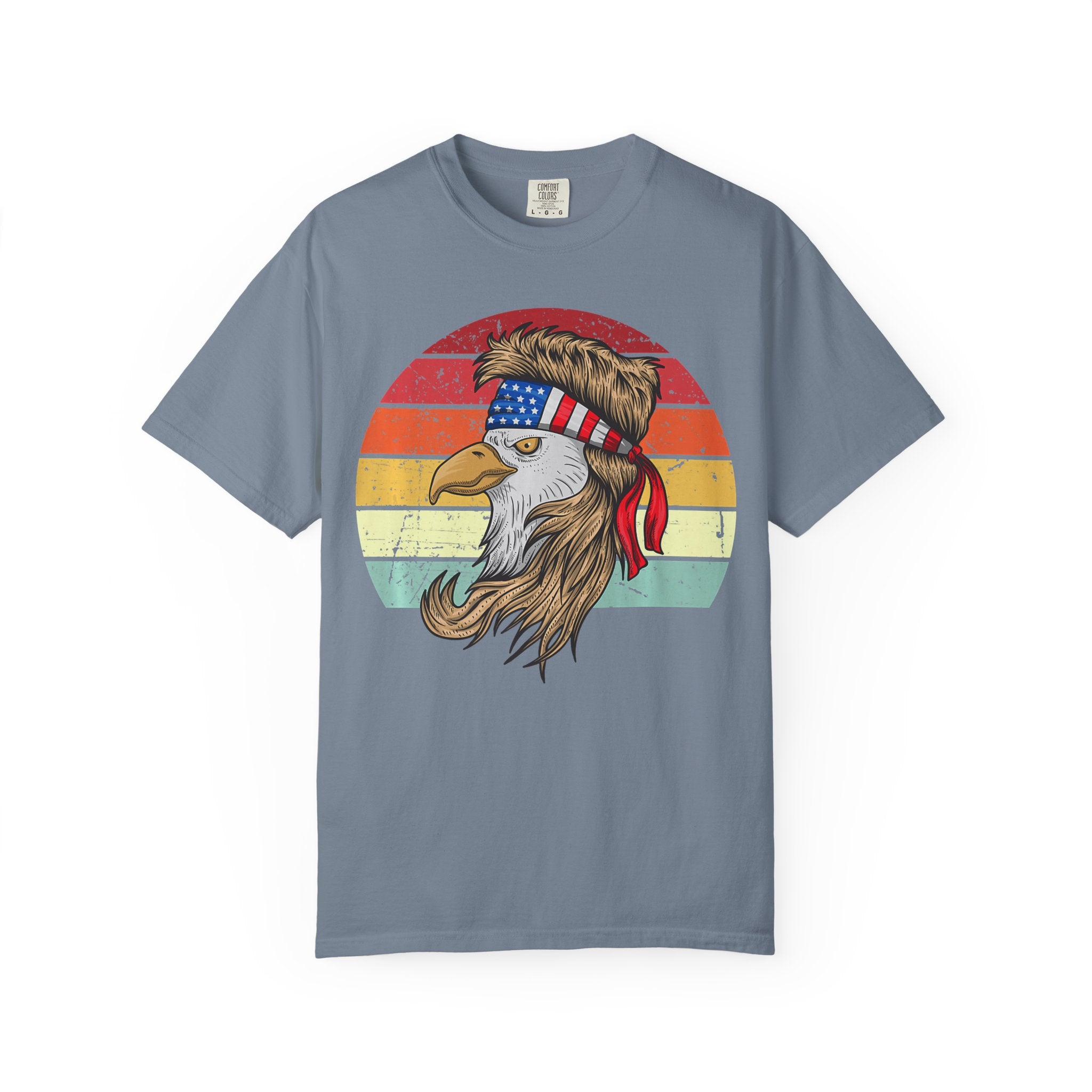 Eagle Head Retro Sunset T-Shirt — American Flag Bandana Patriotic Tee