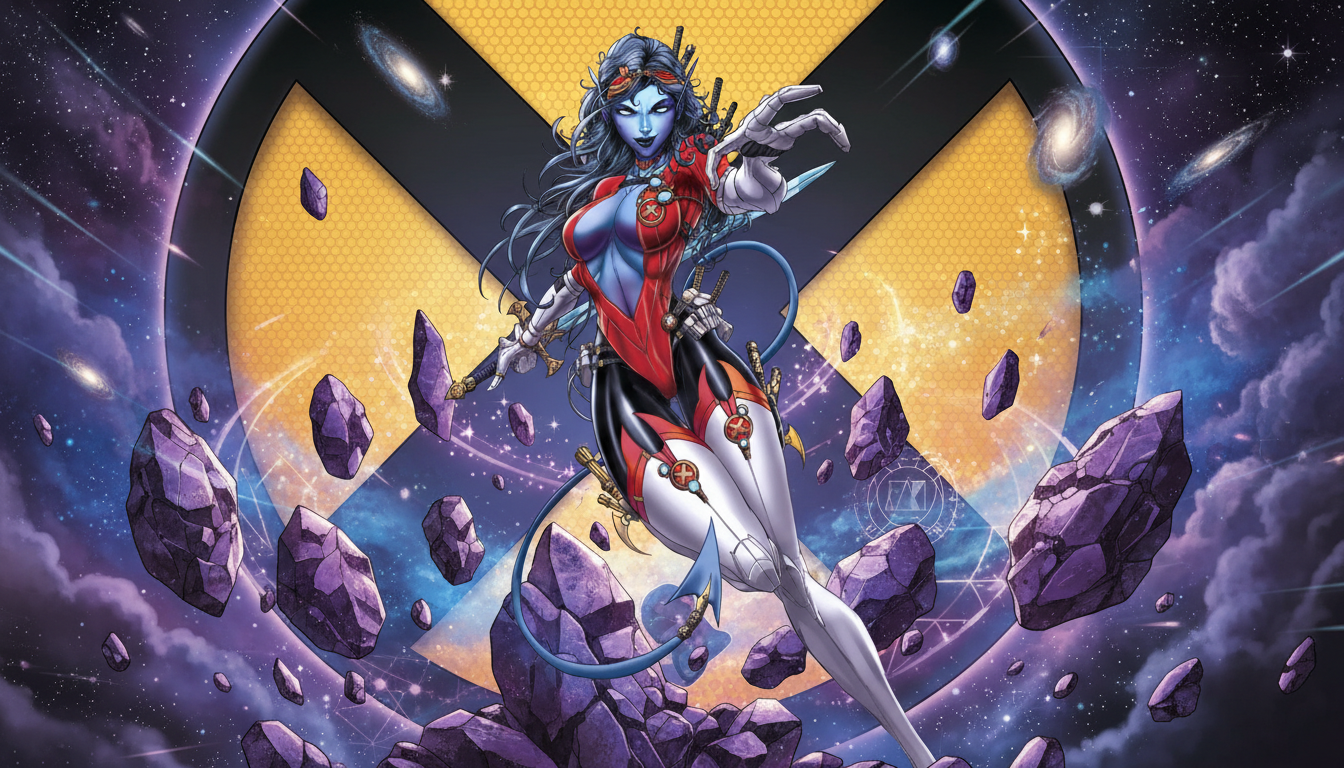 Comic book cover with a character in a space-themed setting