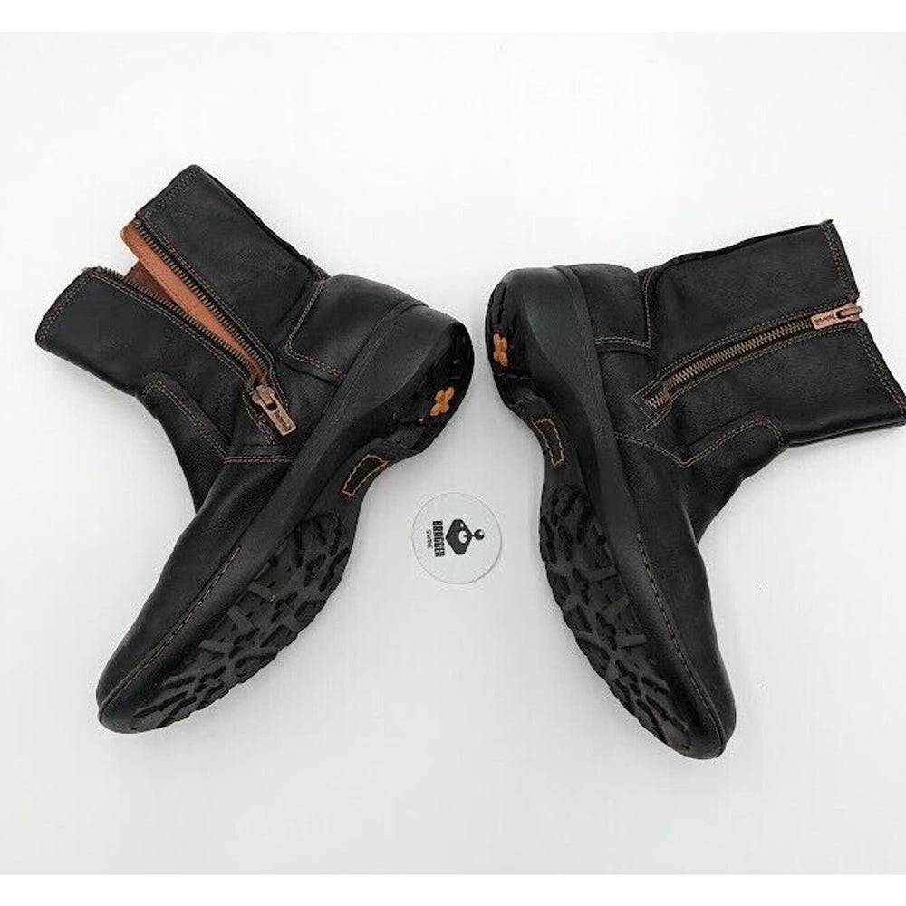 Timberland Women's Black Leather Ankle Flat Heel Waterproof Boot Size 7.5M