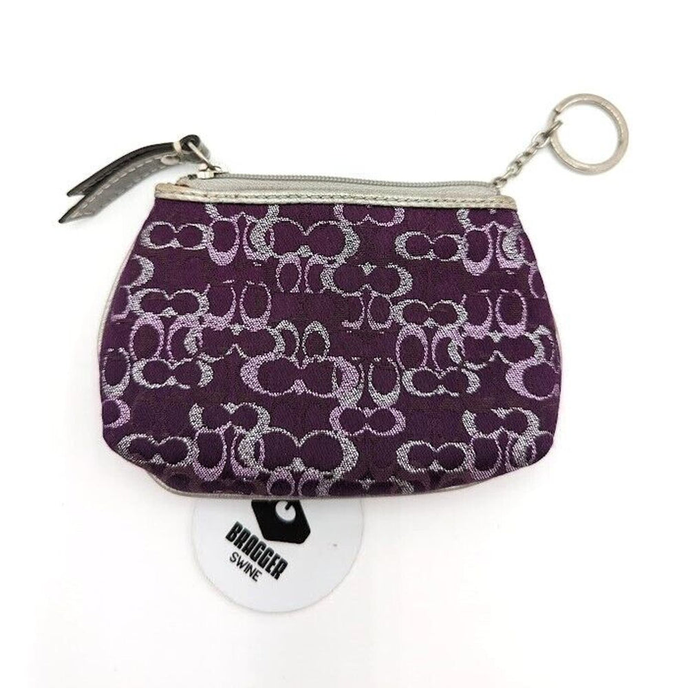 COACH Small Wallet, Clutch, Bag, Purse Purple With Logo Design & Key Clip