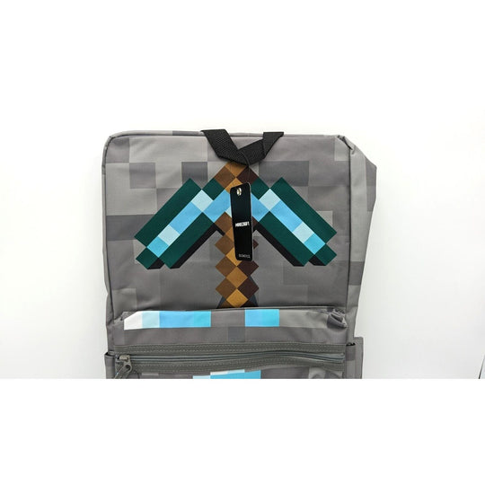 Bioworld Minecraft Axe Patch & Printed Details Grey And Green Laptop Backpack