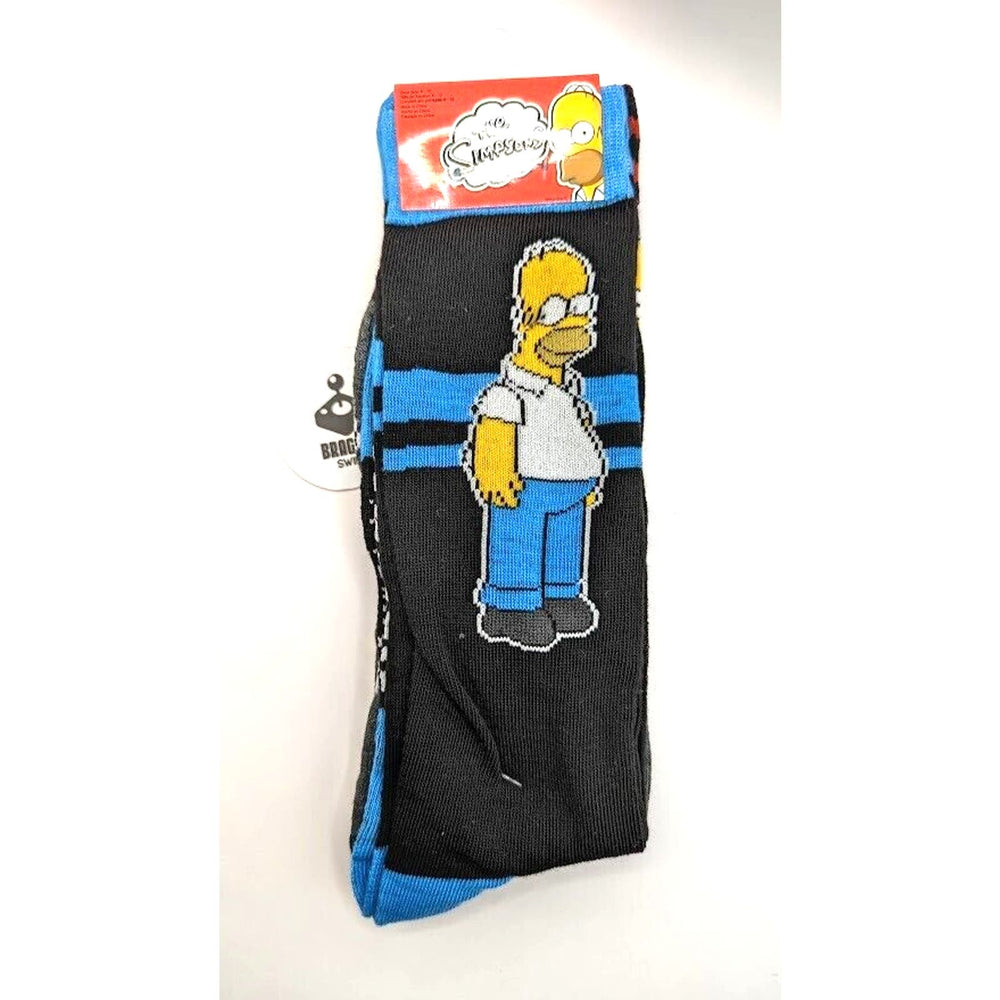 The Simpsons Men's 2 Pair Novelty Homer and Bart Crew Socks Shoe Size 6-12